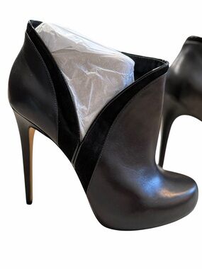 ALEJANDRO INGELMO Grace Open Ankle Booties Stiletto Black Size 8.5 39.5